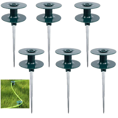 Coloch 6 Pack Garden Hose Guide Spike, 10 Inch Guides Water Hoses Guide Green ABS & Zinc Alloy Hose Guard Stake Spike with Heavy Spin Top, Protects Plants & Landscaping, Plant & Flower Bed Protection