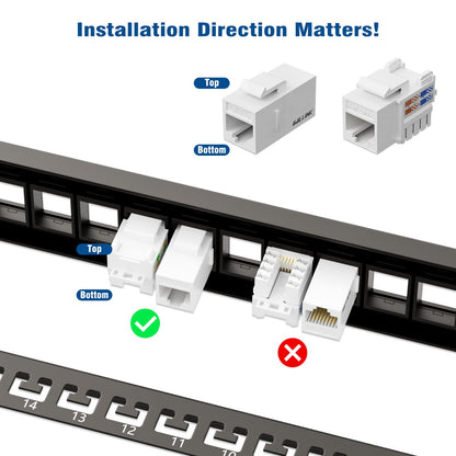 Iwillink 24 Port Blank Keystone Patch Panel with (12-Pack) Blank Keystone Jack Inserts - 1U 19" Metal Rackmount or Wallmount Housing for Keystone Jacks/Keystone Panel