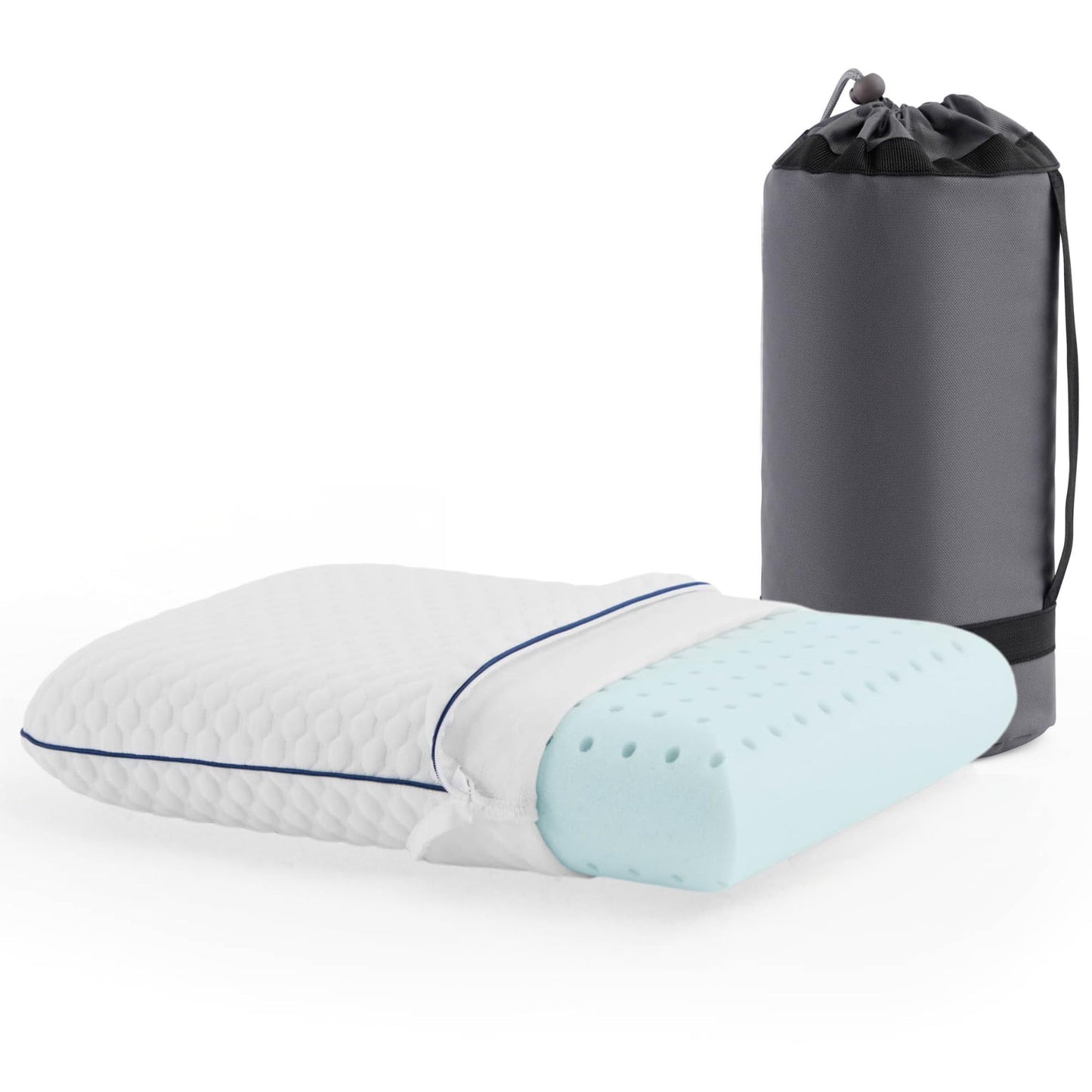 WEEKENDER Gel Memory Foam Camping Pillow - Travel Essentials & Must Haves - Camping Gear & Accessories - Contouring Neck Support - Small Size Compatible for Camping, Car, Airplane, and Beach - 1 Pack
