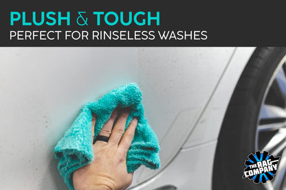 The Rag Company - Eagle Edgeless 450 - Professional Korean 70/30 Blend Super Plush Microfiber Detailing Buffing Polishing Drying Towels for Cars 16x16 in, Teal Blue (6-Pack)