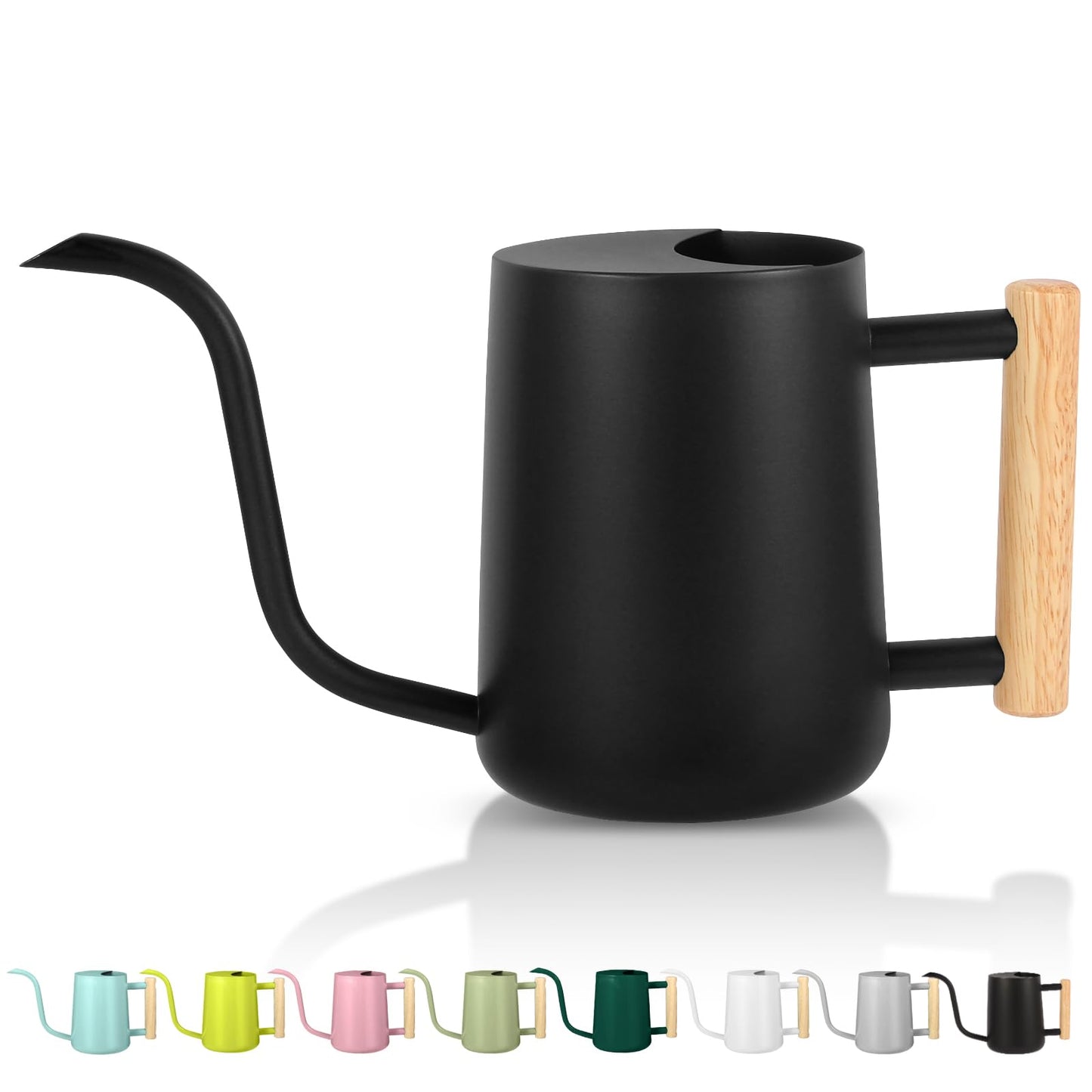 Watering Can Indoor Plants, 35oz Small Watering Can Stainless Steel Metal Modern Decorative Watering Pot with Long Spout for Indoor House Plant Bonsai Garden Flowers - Black