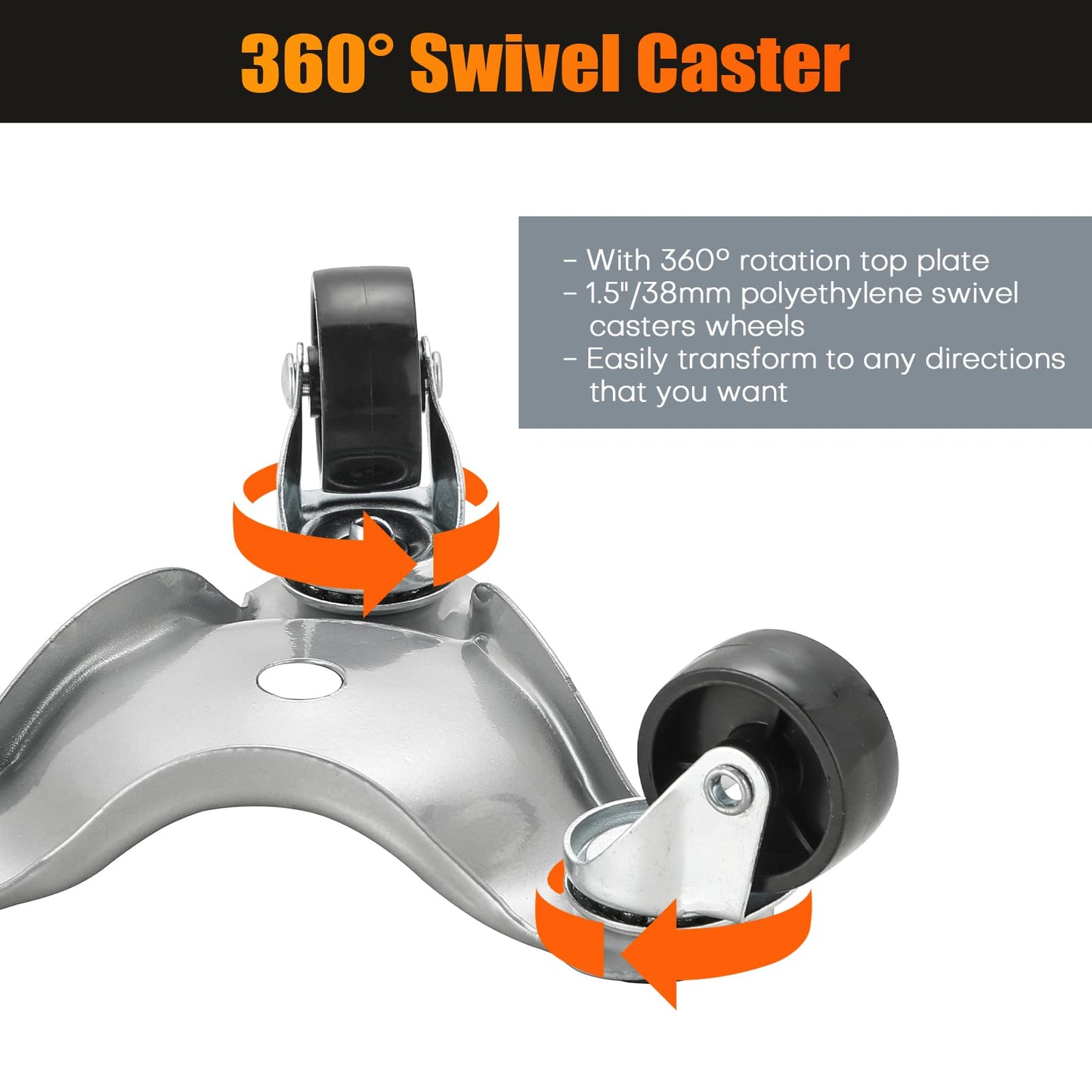 Weyleity 4 Pack Steel Tri-Dolly Set - 3 Wheel Furniture Mover With 220lbs Load Capacity for Moving Cabinet, Furniture and Appliances - Durable and Easy to Use 6 Inch Wheels