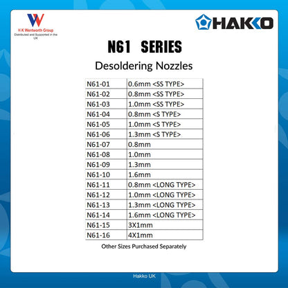 Hakko N6116 Desoldering Nozzle / 4x1.0mm N61-16 (for FR-4101, FR-301)