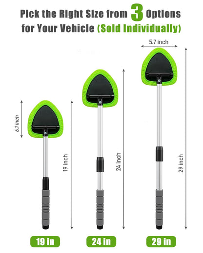 XINDELL 24-inch Windshield Cleaner Tool – Upgrade Large Head Car Interior&Exterior Window Cleaning Kit with Extendable Handle & 4 Microfiber Pads, Auto Wiper Brush for Car, Trucks, SUVs, RVs & Home