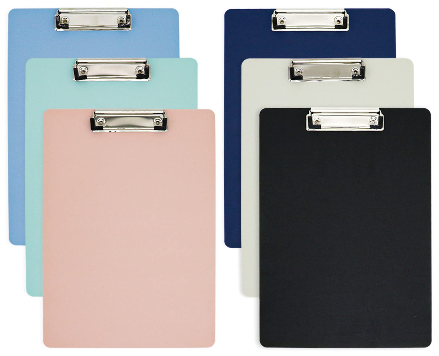 BOMEI Pack A4 Plastic Clipboard, 6Pack Assorted Colors Office Clipboard, 12.5 x 9 Inch