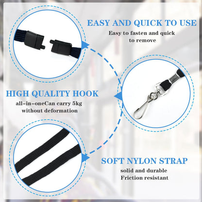BUYGOO 50PCS Breakaway Lanyards for Id Badges, Breakaway Lanyards with J-Hook Bulk, Black Lanyards for Id Badges, Black Soft Woven Neck Lanyards, Break Away Lanyard, Safety Lanyard Breakaway