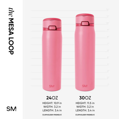 Simple Modern Mesa Loop Water Bottle with Straw | 24oz Cup Holder Friendly Insulated Stainless Steel Bottles for Travel, Sports and School | Velvet Pink
