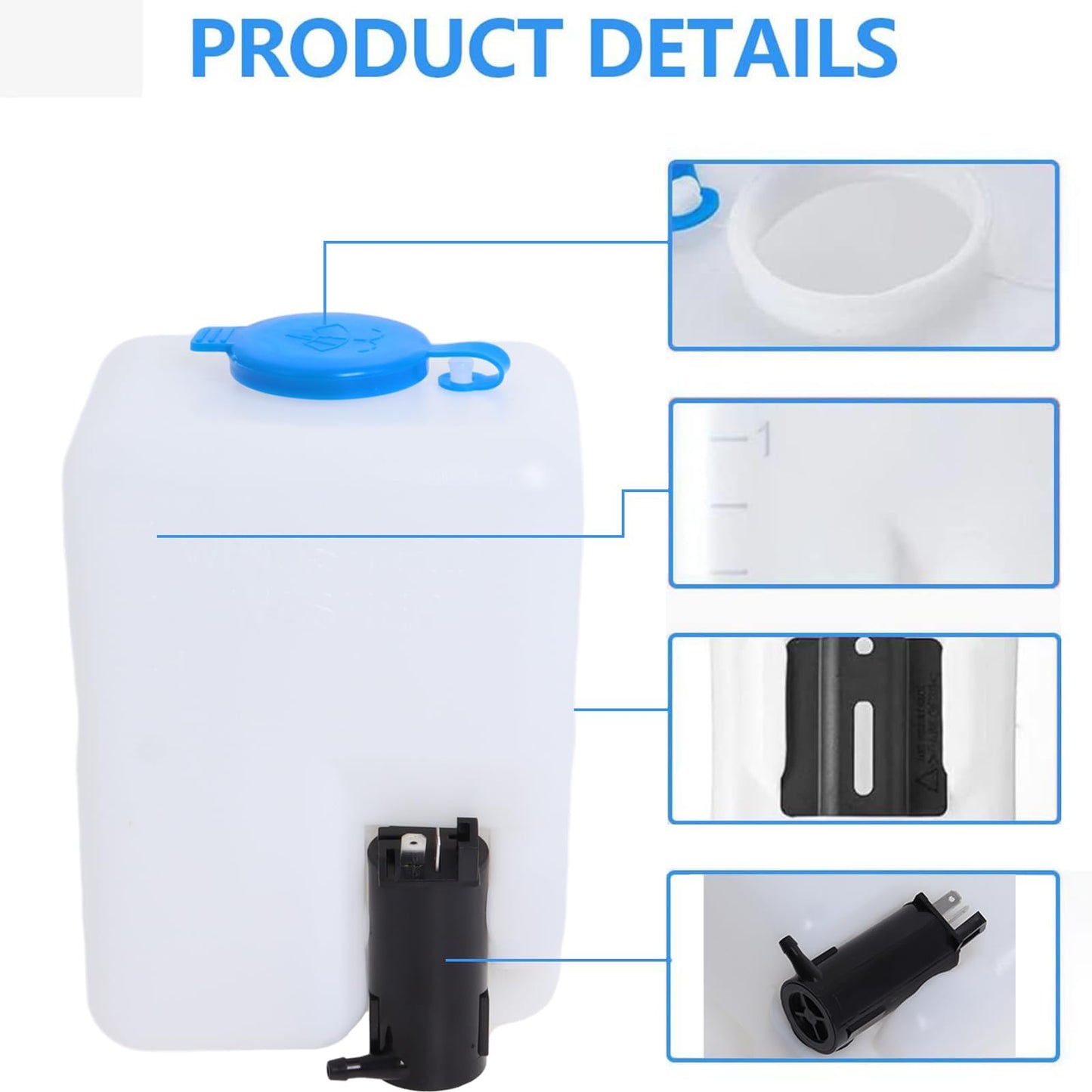 Wadoy Universal Windshield Washer Pump Reservoir Kit 99300 Fluid Reservoir Tank Bottle with Pump
