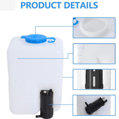 Wadoy Universal Windshield Washer Pump Reservoir Kit 99300 Fluid Reservoir Tank Bottle with Pump