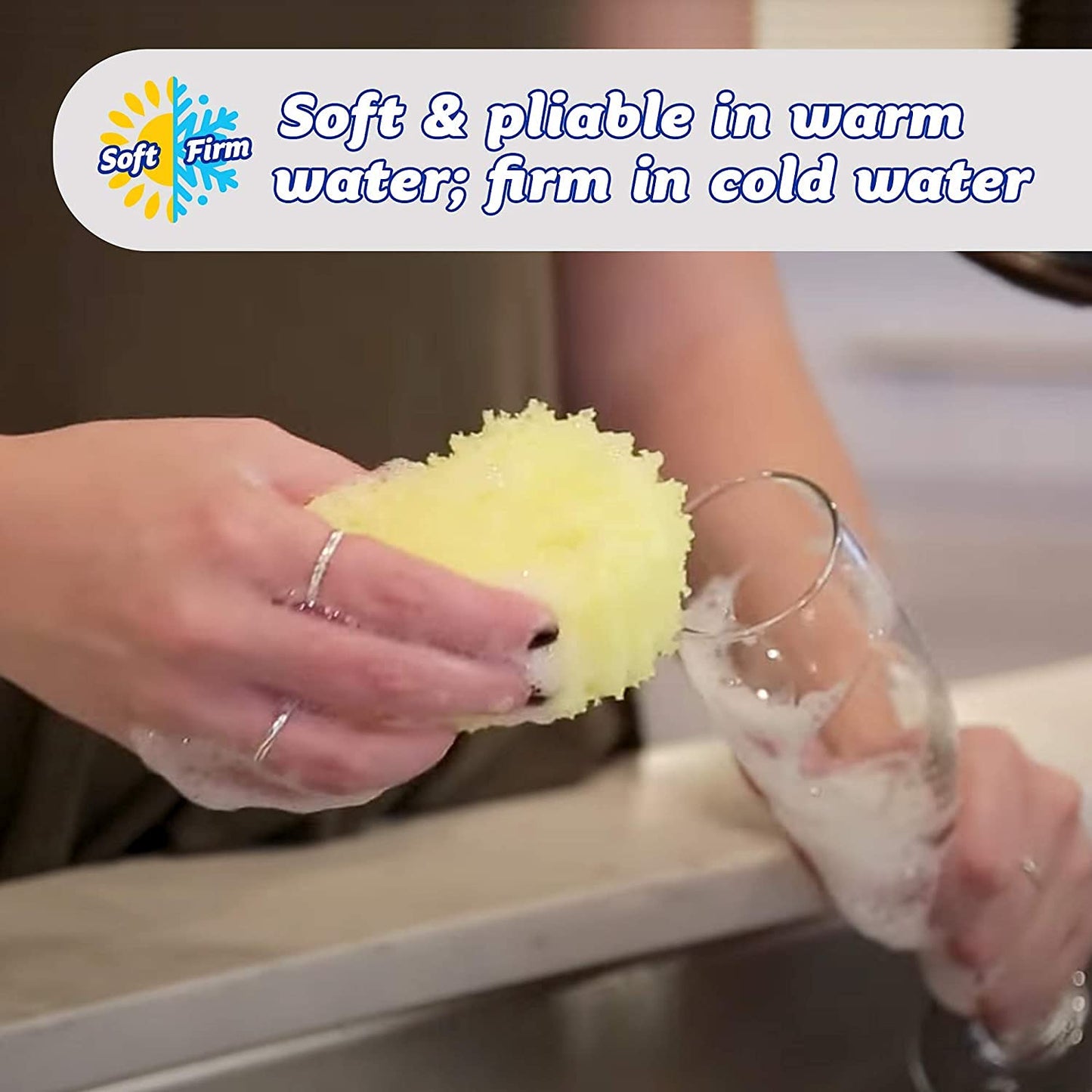 Scrub Daddy®, The Original Scrub Daddy - FlexTexture Sponge, Soft in Warm Water, Firm in Cold, Deep Cleaning, Dishwasher Safe, Multi-use, Scratch Free, Odor Resistant, Functional, Ergonomic, 4ct Roll