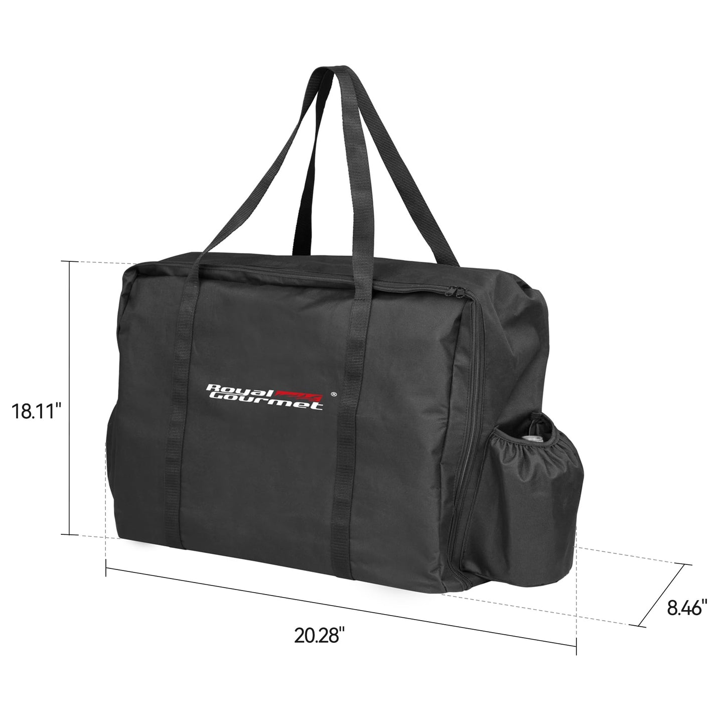 Royal Gourmet CB2101 Portable Grill Carry Bag, 600D Polyester Oxford Fabric Outdoor Tabletop Grill Griddle Carry Bag for Camping and Picnic, 20.28" L x 8.46" W x 18.11" H, Black