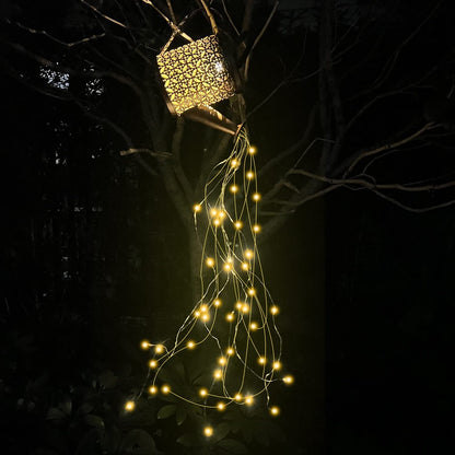 QOCNAM Solar Watering Can with Lights, Retro Metal Hanging Solar Lantern with String Lights, Solar Lanterns Outdoor Waterproof Garden Decor, Star Art Lamp Decorative for Walkway Backyard Patio Lawn