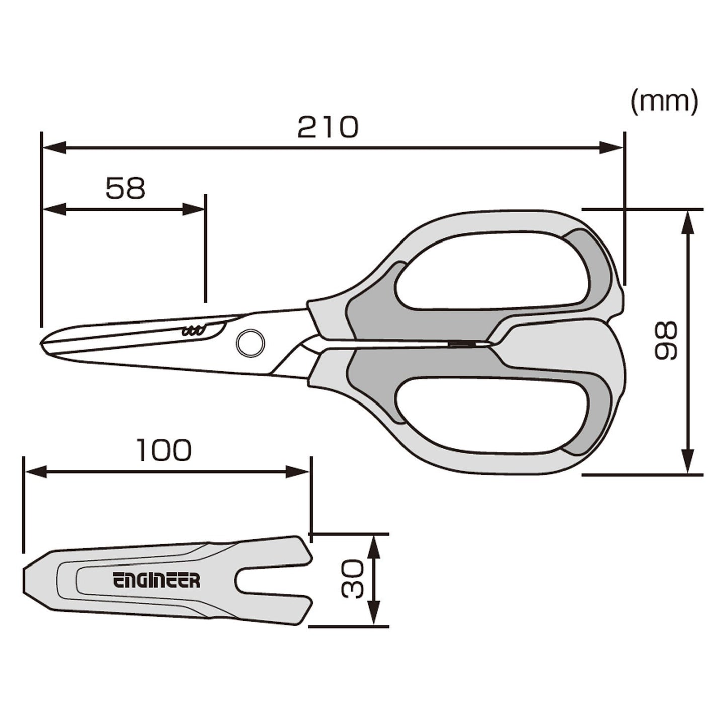 Versatile Scissors with Integral Finger Guard - cuts Kevlar Fibre, Leather Belts, Mains Cable,Copper Braid, coaxial Cable, Rope & More. Made in Japan. Engineer ph-57