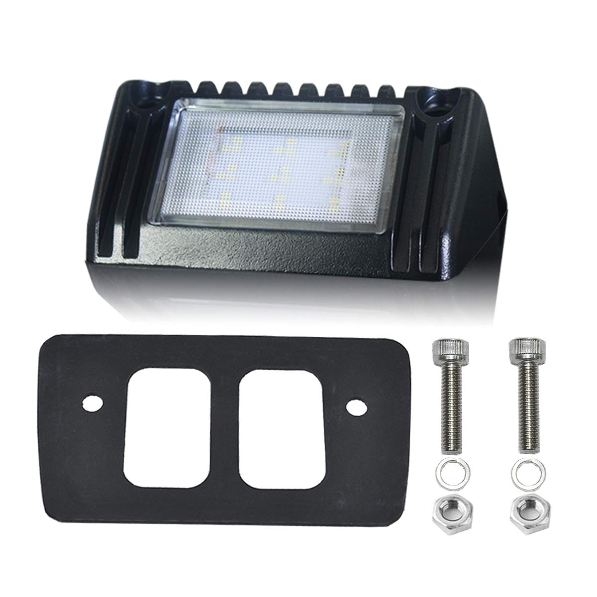 Raycharm 5" RV Exterior LED Work Lighting Fixture, 40° Down Angle Flood Beam, 6000K Cool-White Super Bright, 12V/24V DC, High Lumen Output Low Current Draw, Aluminum Housing Black Finish, 1-Pack