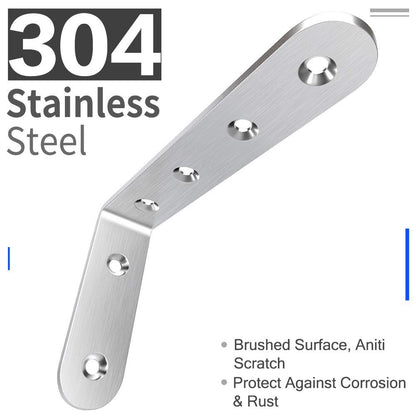 Corner Braces 3 x 5 inch, Right Angle Bracket 304 Stainless Steel with Screws, L Shaped Brackets for Shelves Furniture, 8 Pcs