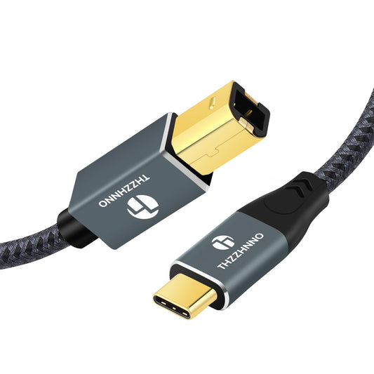 Thzzhnno USB B to USB C Printer Cable 15FT/5M, USB C to USB 2.0 B Cord for MacBook Pro, MIDI Cable for Yamaha Casio Digital Piano, MIDI Keyboard, DJ Controller