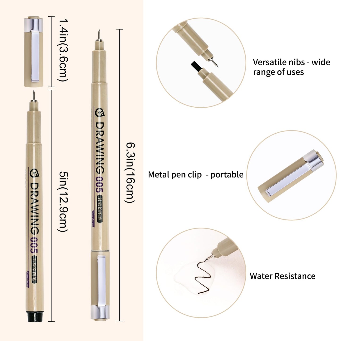 Toptime Fineliner Pens, 16 Pack Micro Pen Black Fine Tips Markers, Technical Drawing Pens for Artist No Bleed Calligraphy Pens, Waterproof Archival Ink Pen for Journaling, Illustration, Sketching