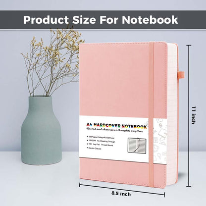 Deziliao 320 Pages Large A4 Lined Journal Notebooks with Pen Loop, Hardcover Notebook Journal for Work, 100Gsm Premium Thick Paper,8.5''×11'' College Ruled for School Work, Black