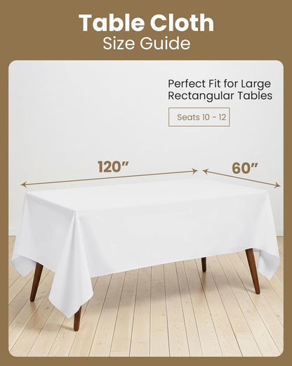 Utopia Kitchen White Rectangle Table Cloth 2 Pack [60x120 Inches] Nappe de Table Rectangulaire Machine Washable Polyester Table Cover for Dining, Picnic, Parties, Events, Weddings and Restaurants