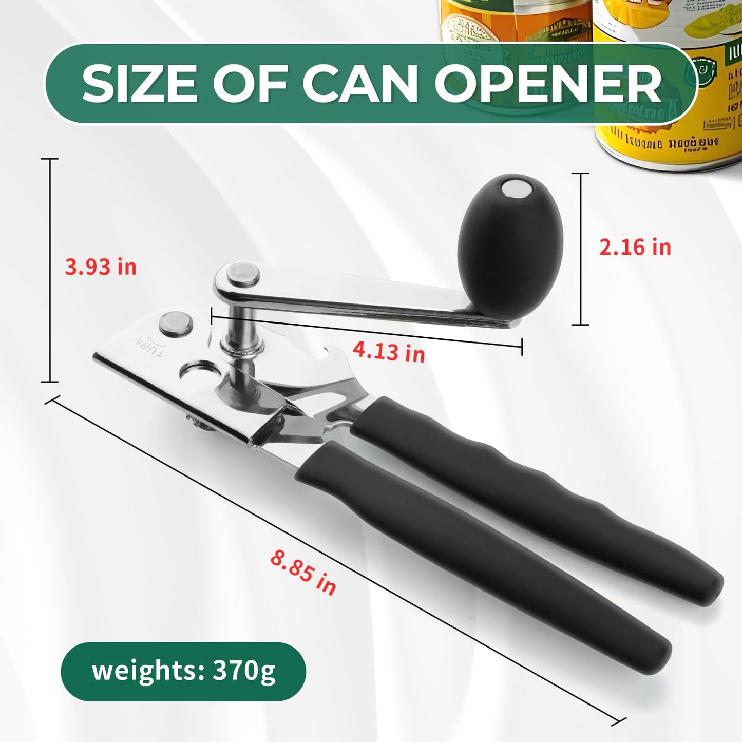 Roryimke Commercial Can Opener Manual Stainless Steel Heavy Duty Handheld Can Opener Extra-Long Handles Can Opener for Seniors for Big Cans