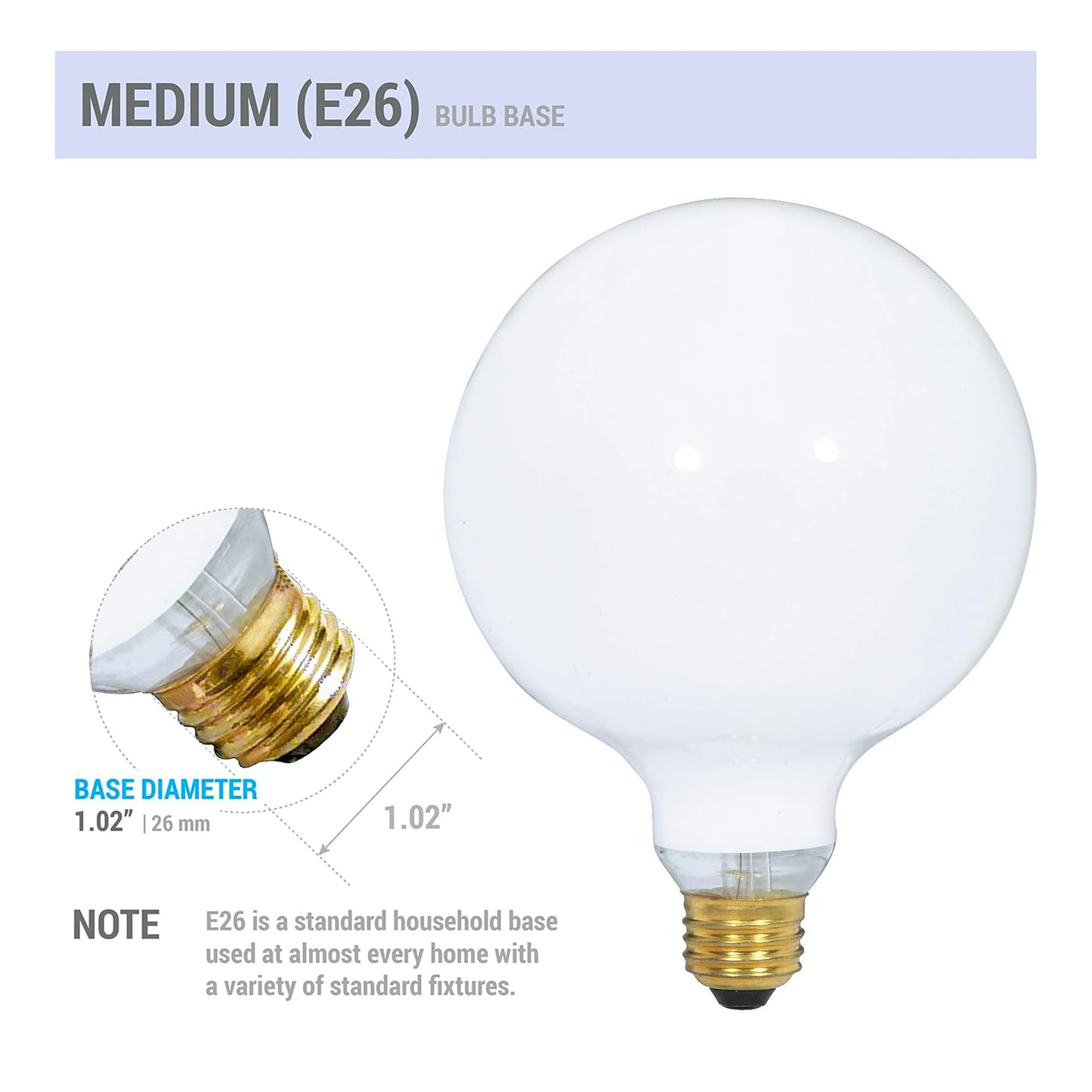(4 Pack) G25 Incandescent Incandescent Light Bulb 2700K Soft Light, Decorative Globe Light Bulbs,E26 Medium Base, Perfect for Pendant Bathroom/Vanity Mirror Makeup, Dimmable. (White-Finish, 25-Watt)