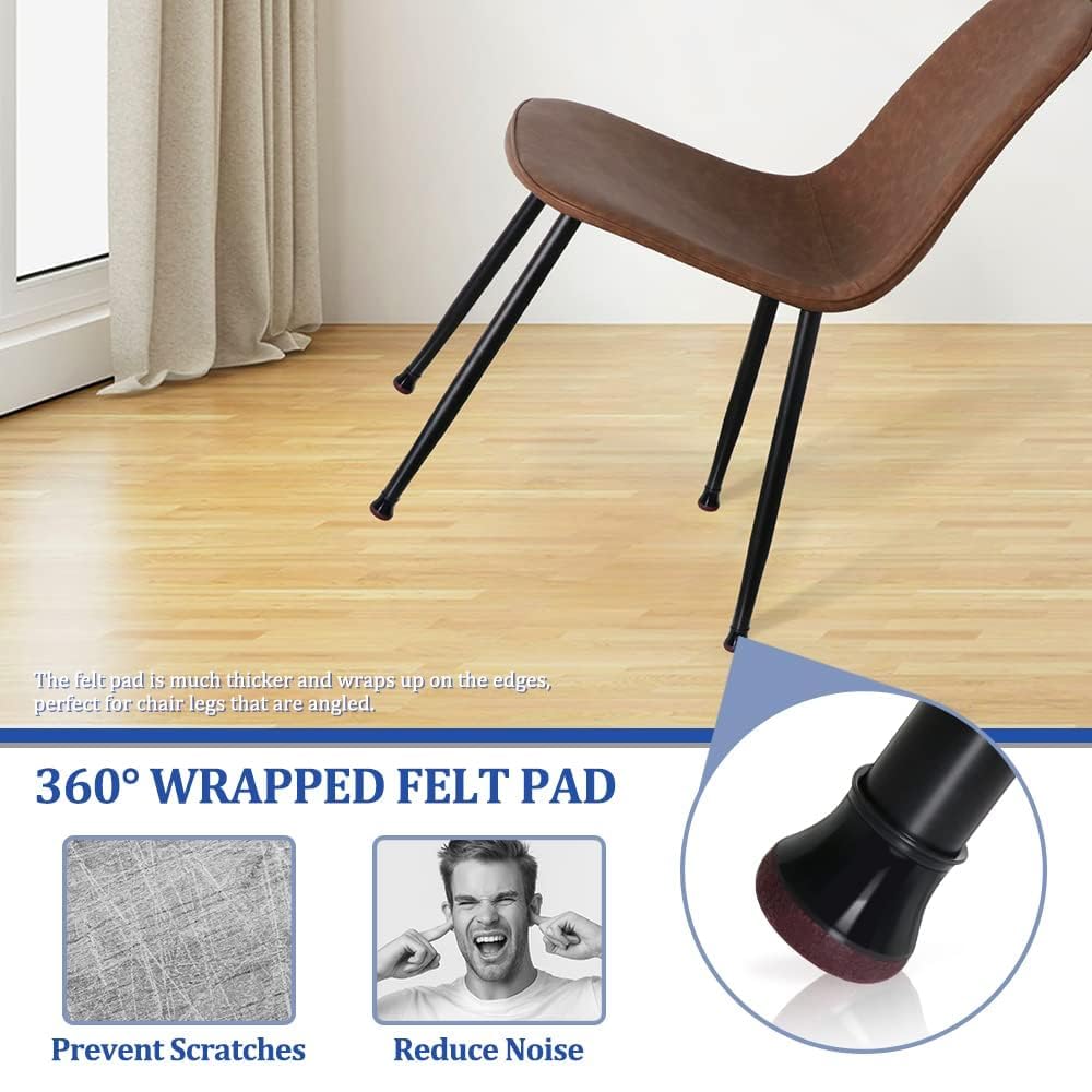 Chair Leg Floor Protectors 32Pcs Silicone Chair Leg Covers. Protective Caps for Chair Legs with Stronger Felt Slide, Avoid Noise and Scratches, Black Round S Fit 1/2" ~ 3/4" (14~19mm)