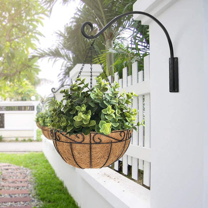 Plant Hanger Bracket｜Hand-Forged Heavy Duty Shepherds Hook Plant Hooks (2 Pieces / 16") Outdoor Durable and Stable for Hanging Plants (16“-Black-1Pcs, 16" Black)