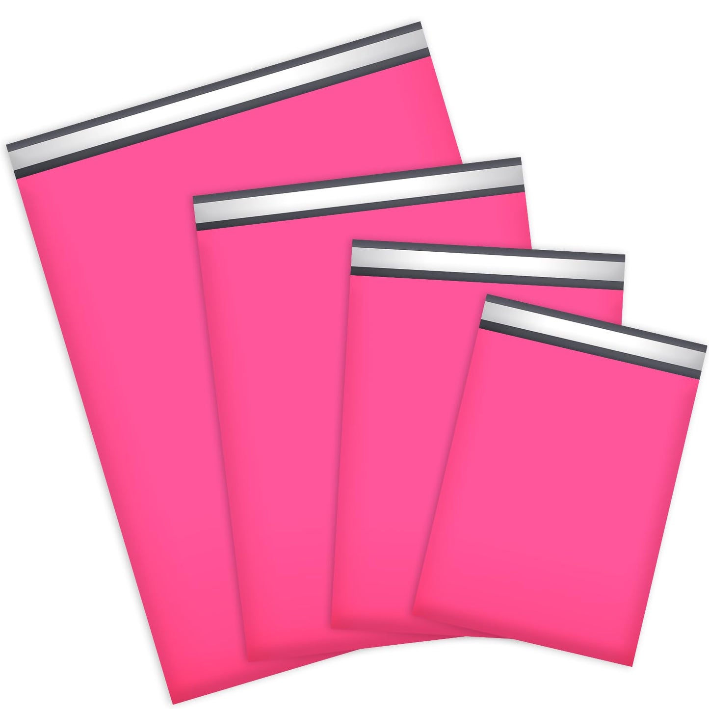 UCGOU 100 Pack Hot Pink Poly Mailers Variety Size Pack, 10x13 Inch & 12x15.5 Inch & 14.5x19 Inch &19x24 Inch, 25 PCS Each Shipping Bag, Self-Sealing Adhesive Mailers Assorted Sizes for Small Business