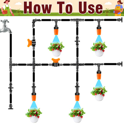 WZFLRUA 240-Piece Drip Irrigation Fittings Kit for 1/4" Tubing, Complete Set of Drip Barbed Connectors (Nozzle, Micro Dripper, Nozzle Tee, Single Barb, Coupling, Tee, Elbow, Plug, Cross, Stake)