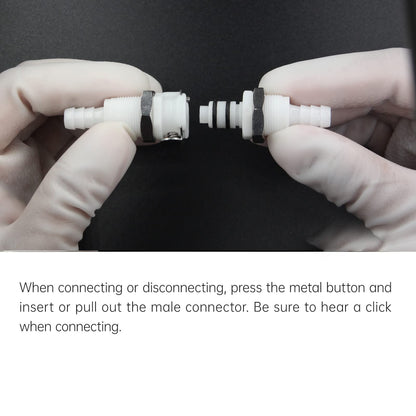 BBTUS 2PCS 1/4" 3/8" 5/16" Plastic Tube in-line Hose Quick Connector with Shut-Off valve, Panel Mounting Quick Release Coupling, Male Quick Connect Barbed Fittings (2x Male Connector)