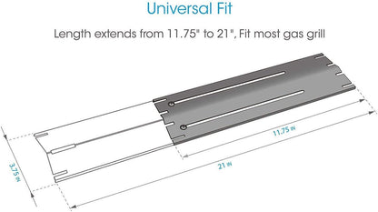 Universal Adjustable Stainless Steel Heat Plate Plate Shield, Heat Tent, Flavorizer Bar, Burner Cover, Flame Tamer (Expands from 11.75" up to 21" L) for Brinkmann 810,4 PCS