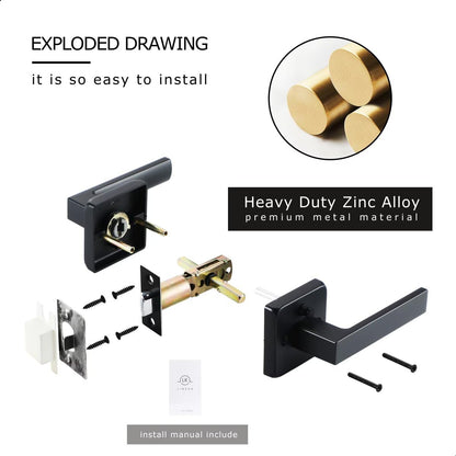 Linkaa Door Handle With Lock - Matte Black Keyless Entry for Bedroom and Bathroom (1 Pack, Privacy Push Button, Matte Black)