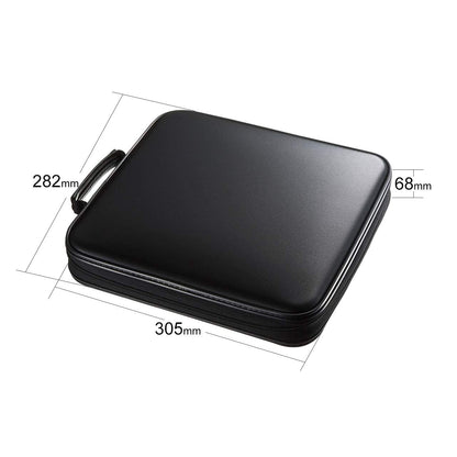 SANWA (Japan Brand) 160 Capacity CD Case, Portable DVD Storage Case, EVA Protective Music Movie Game Blu-ray Disc Wallet, Holder, Binder with Handle, Media Storage for Car, Home, Office, Black