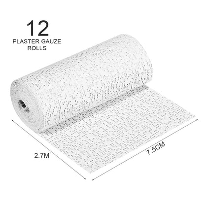 Plaster Cloth Rolls Plasters Cast Bandage Kit 12 Pack of Plaster of Paris Bandages for Art Crafts Modelling Moulds