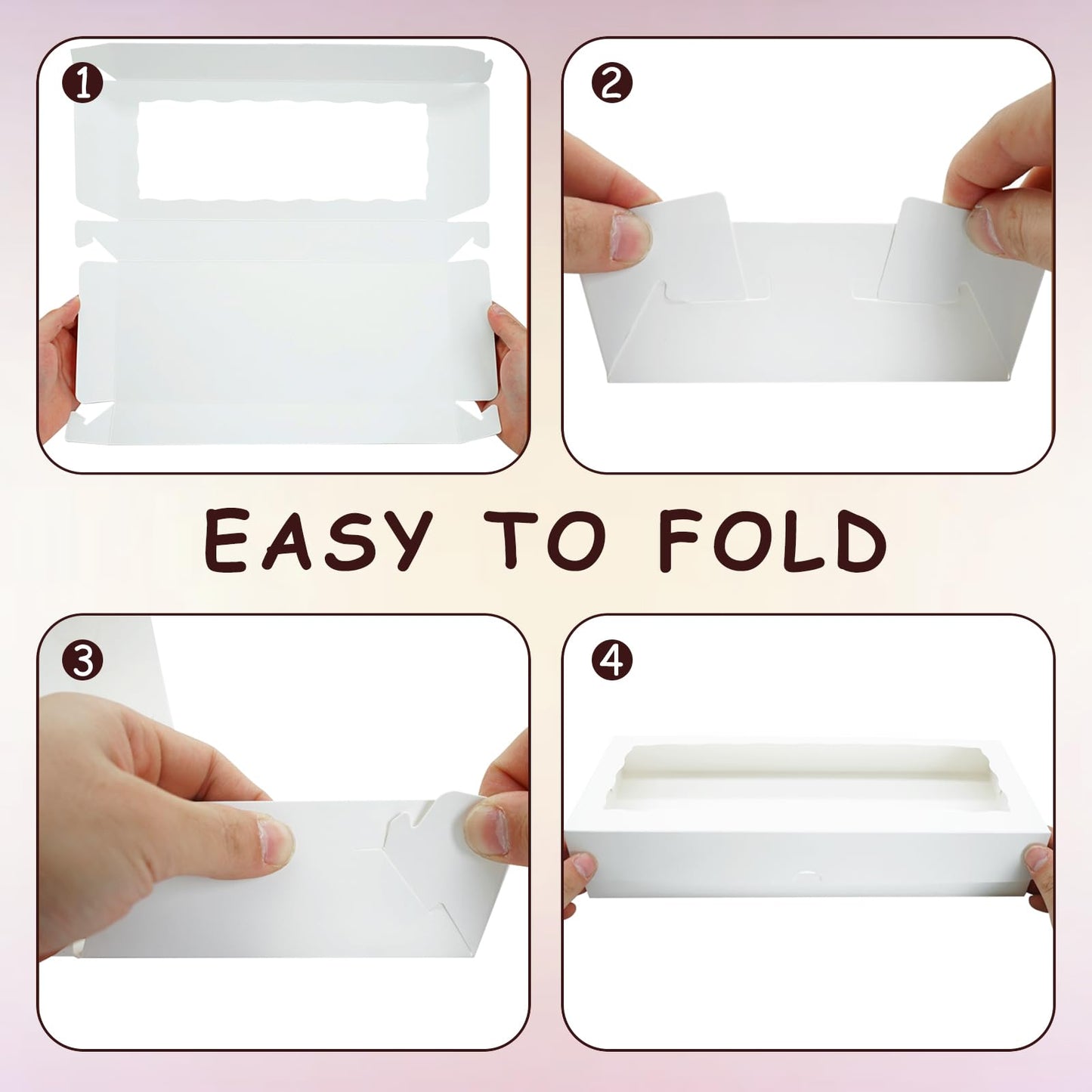 XINHPKGG 50pcs Cookie Boxes with window 8x5x2 Inch Bakery Boxes Treat Box Dessert Box for Chocolate Covered Strawberries Macaron Pastry - White