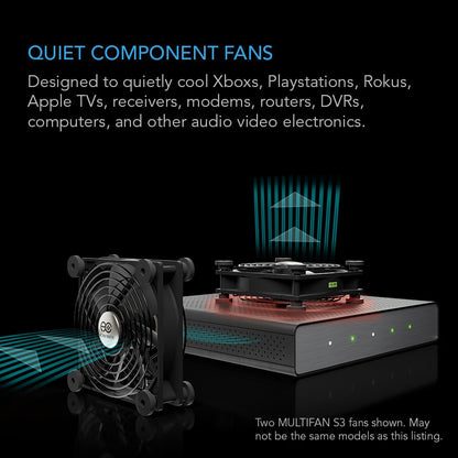 AC Infinity MULTIFAN S3-P, Quiet 120mm AC-Powered Fan with Speed Control, UL-Certified for Receiver DVR PlayStation Xbox Component Cooling