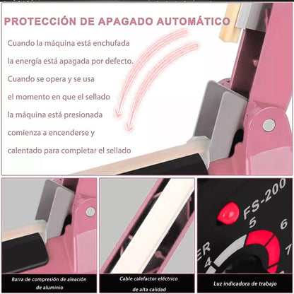 Compact 8-inch Manual Impulse Sealer for Plastic Bags, Quick-Seal Impulse Bag Sealing Machine for PE & PP Plastic with Replacement Kit