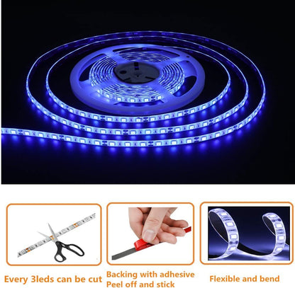 ROLiGHTiC RV Awning Lights, 12V 16.4FT Blue Camping Awning Lights, Motorhome Travel Trailer Food Trucks Van Waterproof Canopy Led Strip Lighting, RV Exterior Underglow Light