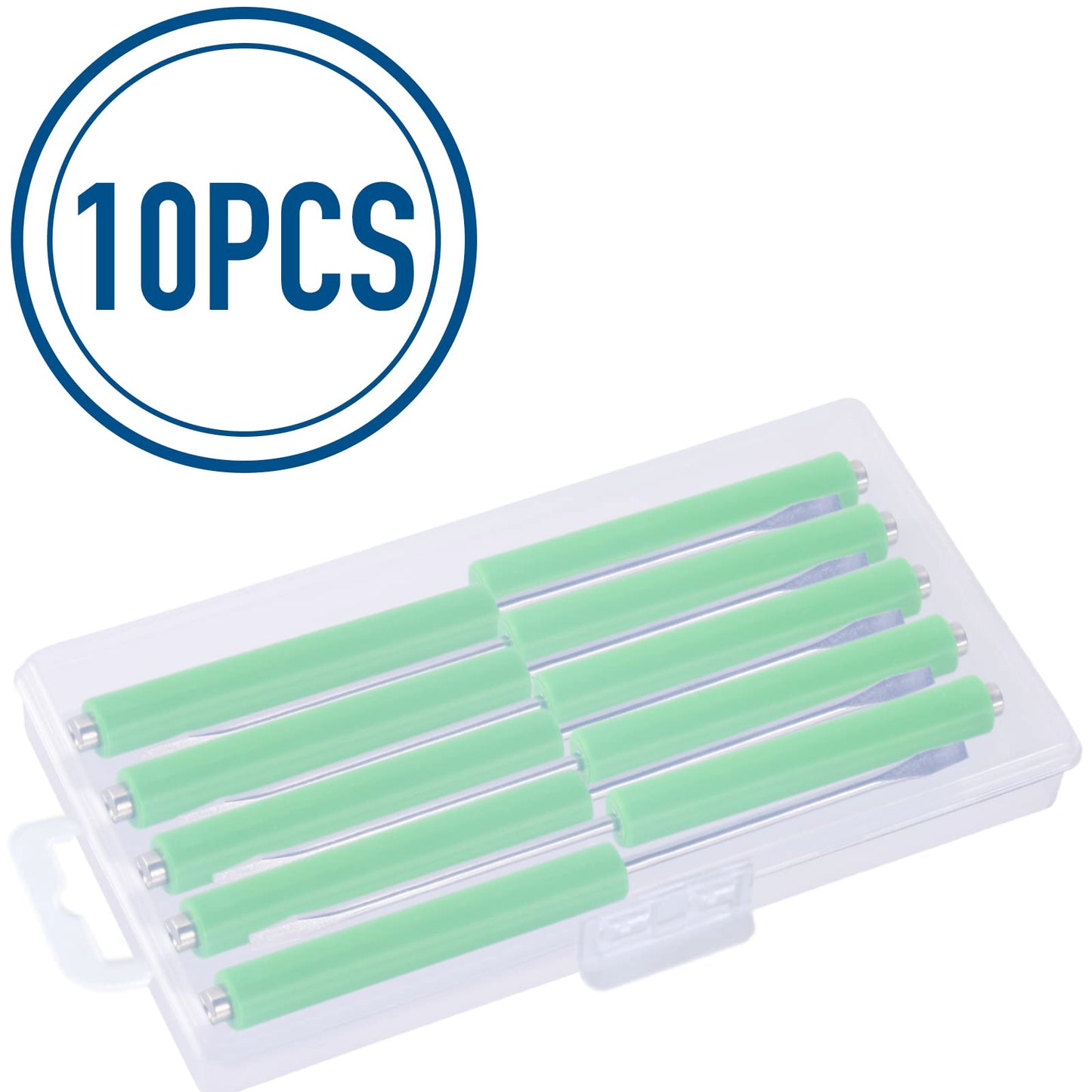 TRIMOU PKT Pocket Screwdriver with Magnet 10PCS Mini Magnetic Pocket Flathead Screwdriver with Clips –Slotted Screwdriver Set for Automotive Technicians, Mechanicians, Electricians – Green