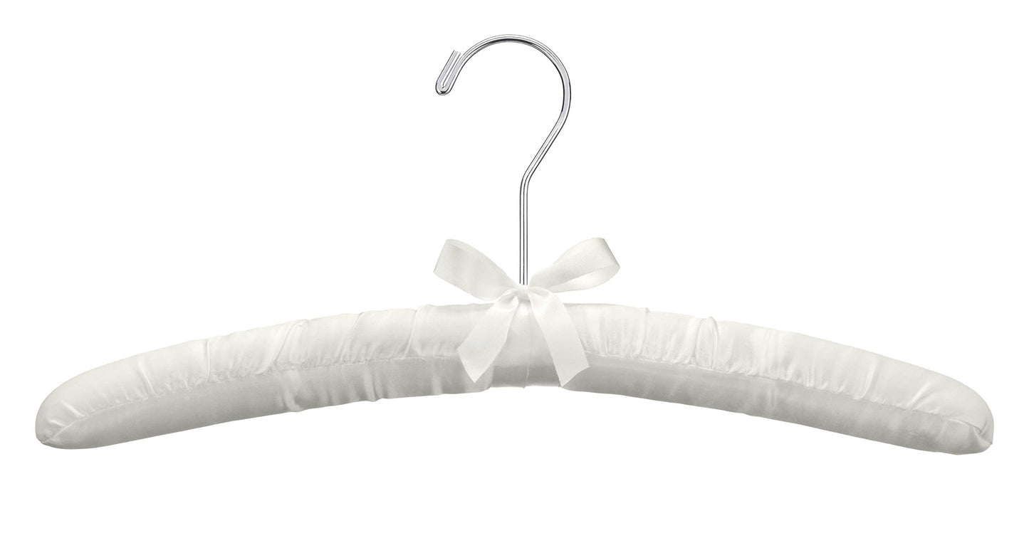 Whitmor 6114-48-C Satin and Brass Collection Set of 8 Satin Padded Hangers, Bone