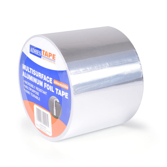 ADHES Foil Tape Aluminum Tape Heat Resistant Tape Metal Duct Tape, Withstand from 80°C to 100°C, 100mm x50m, for HVAC, Repair Sealing and Insulation