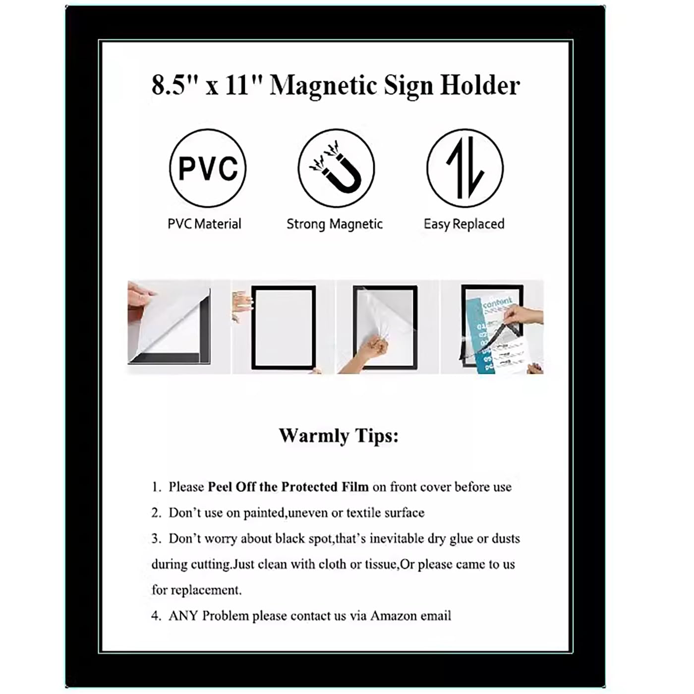 6 Pack Magnetic Wall Sign Holder 8.5 x 11 Poster Picture Frame Self-adhesive Kids Artwork Frame Display for Wall Window Shop Showroom Office