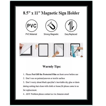 6 Pack Magnetic Wall Sign Holder 8.5 x 11 Poster Picture Frame Self-adhesive Kids Artwork Frame Display for Wall Window Shop Showroom Office