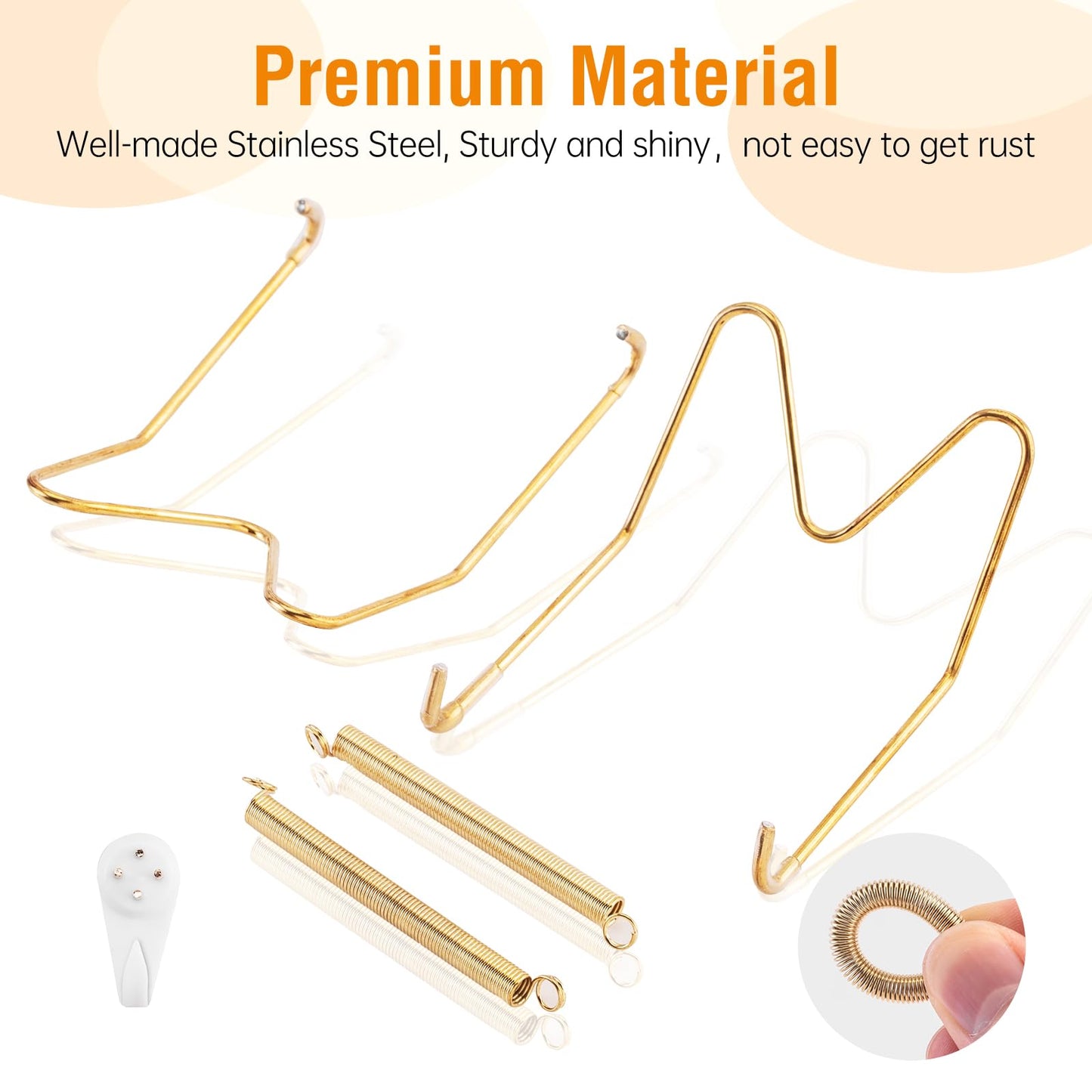 Bilillo 12-Piece Stainless Steel Wall Plate Hangers, 6/8/10Inch Invisible Decorative Wire Plate Holders, Gold