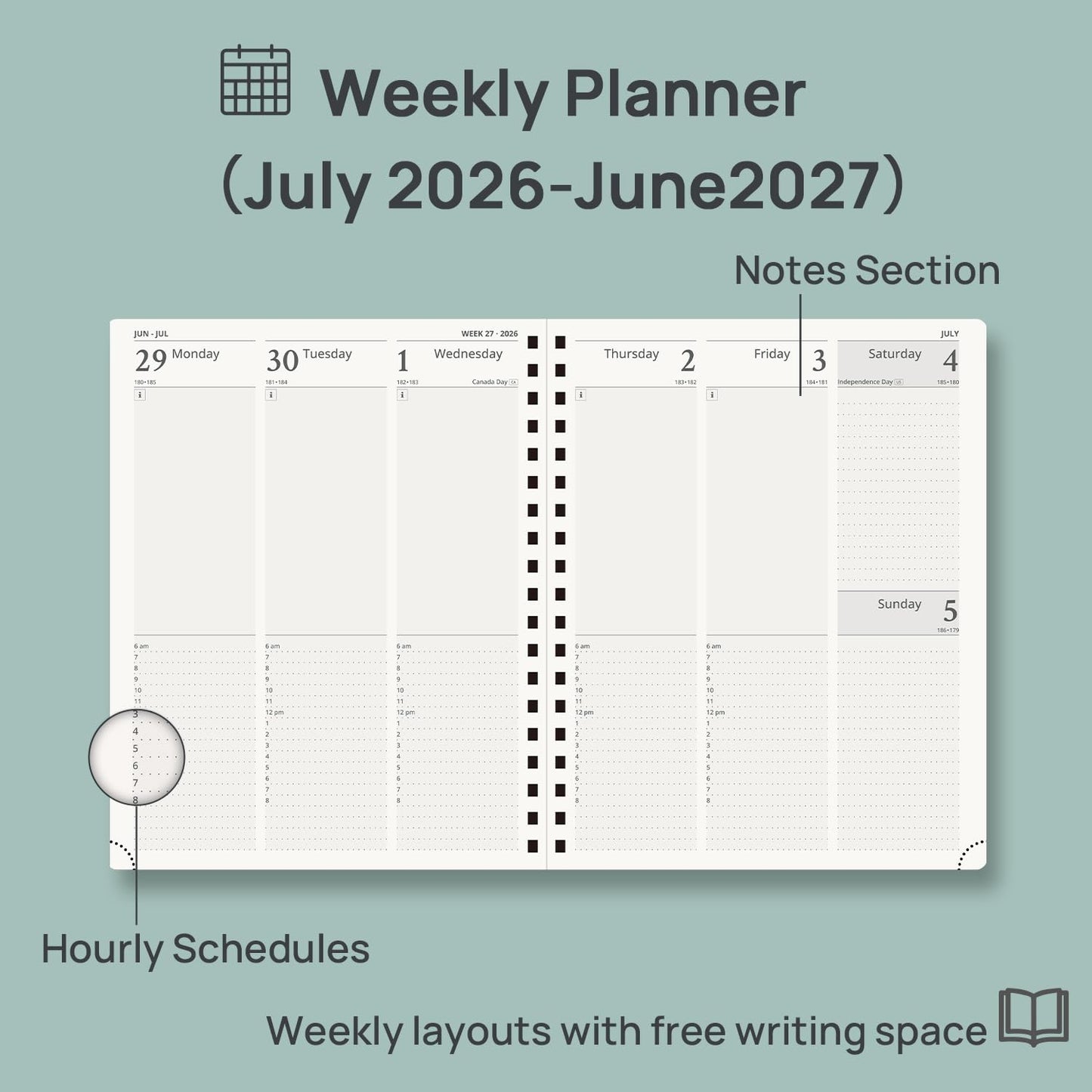 POPRUN Academic Planner (July 2026-June 2027) Weekly and Monthly Appointment Book 2026-2027, 10" x 8" Planner School Year 2025-2026 with Hardcover, Tabs, Ruler, Pen Loop & Tear-Off Corners - Violet