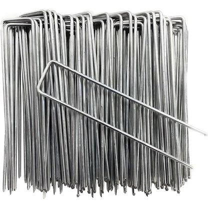 200pcs Landscape Staples 12 Gauge Garden Stakes Galvanized Garden Staples Pins, Anti-Rust Ground Stakes for Weed Barrier, Irrigation Tubing, Yard Lawn, Landscape Fabric (4 inch)