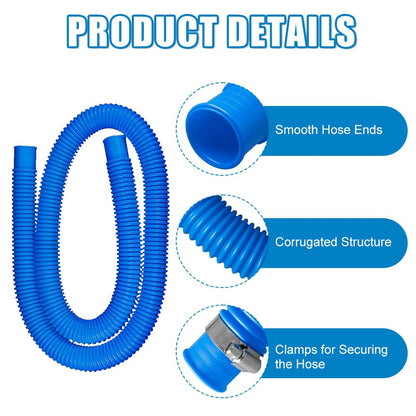 2 pcs Swimming Pool Replacement Hose 59 Inch Long 1.25 Inch Diameter,Compatible with Filter Pump 300GPH, 330 GPH, 530 GPH, and 1,000 GPH (Blue 2Pack)