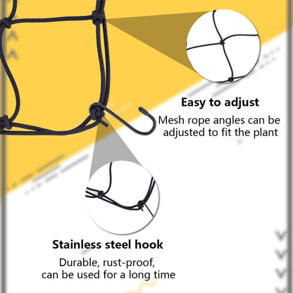 Voittozege 4 Pack Grow Tent Trellis Netting, 2 x 4Ft Elastic Plant Net with 12 Hooks Heavy-Duty Flexible Hydroponics Support for Climbing Plants, Vegetables, Fruits, Gardening, Indoor Plants (Black)