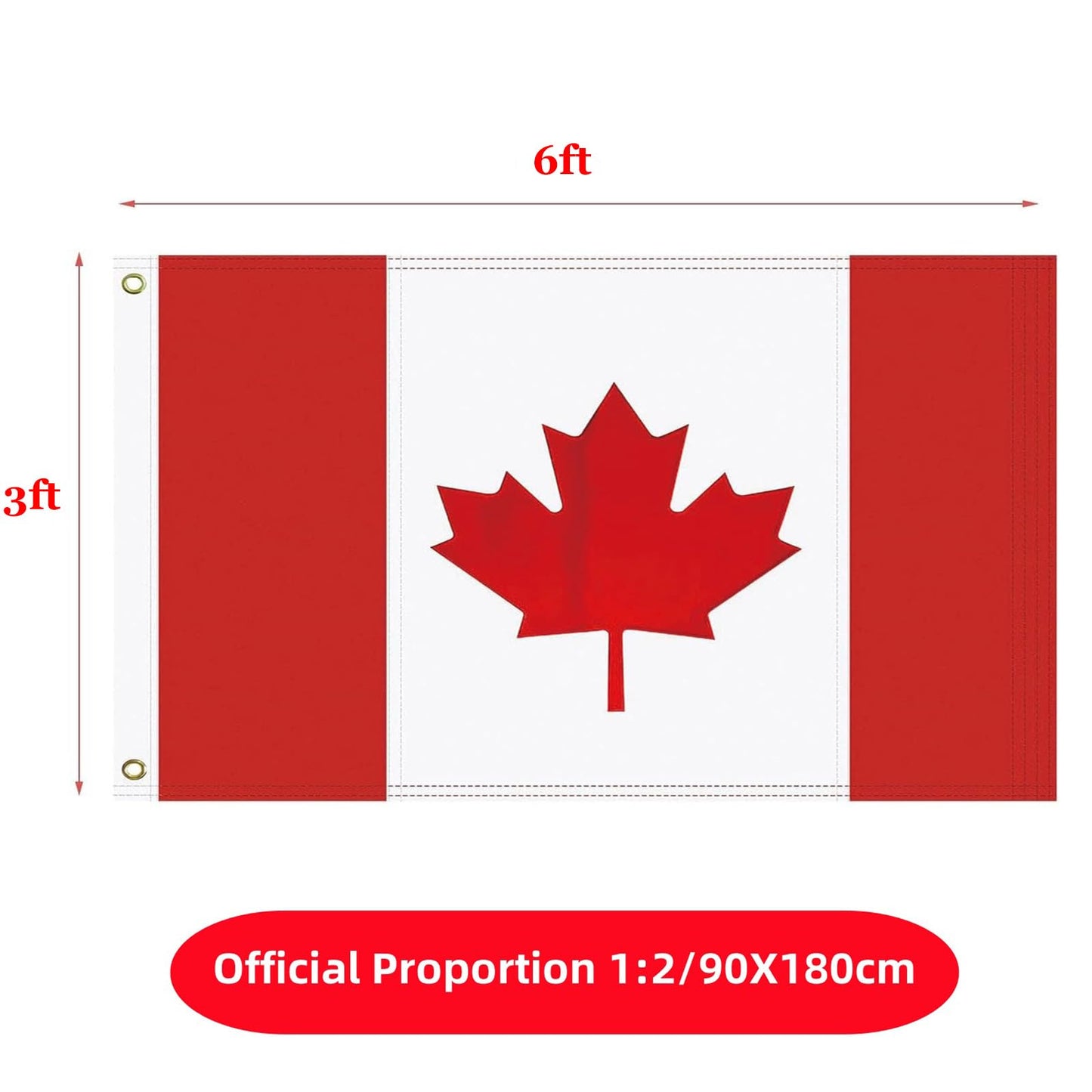 Canada Flag, 3X6 Ft Premium Canadian Flags - Embroidered Maple Leaf & 220D Heavy Duty Durable Oxford Nylon Canadian National Flag Drapeau for Outdoor Indoor Home Garden Yard Decor