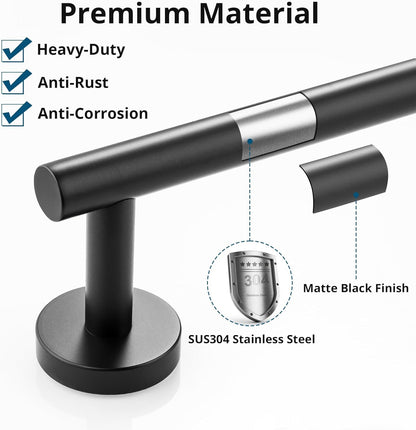 SAYAYO Bathroom Towel Rack Black Towel Bar 24 Inch Wall Mounted, SUS304 Stainless Steel Towel Holder for Kitchen (21 Inch Hanging Length)
